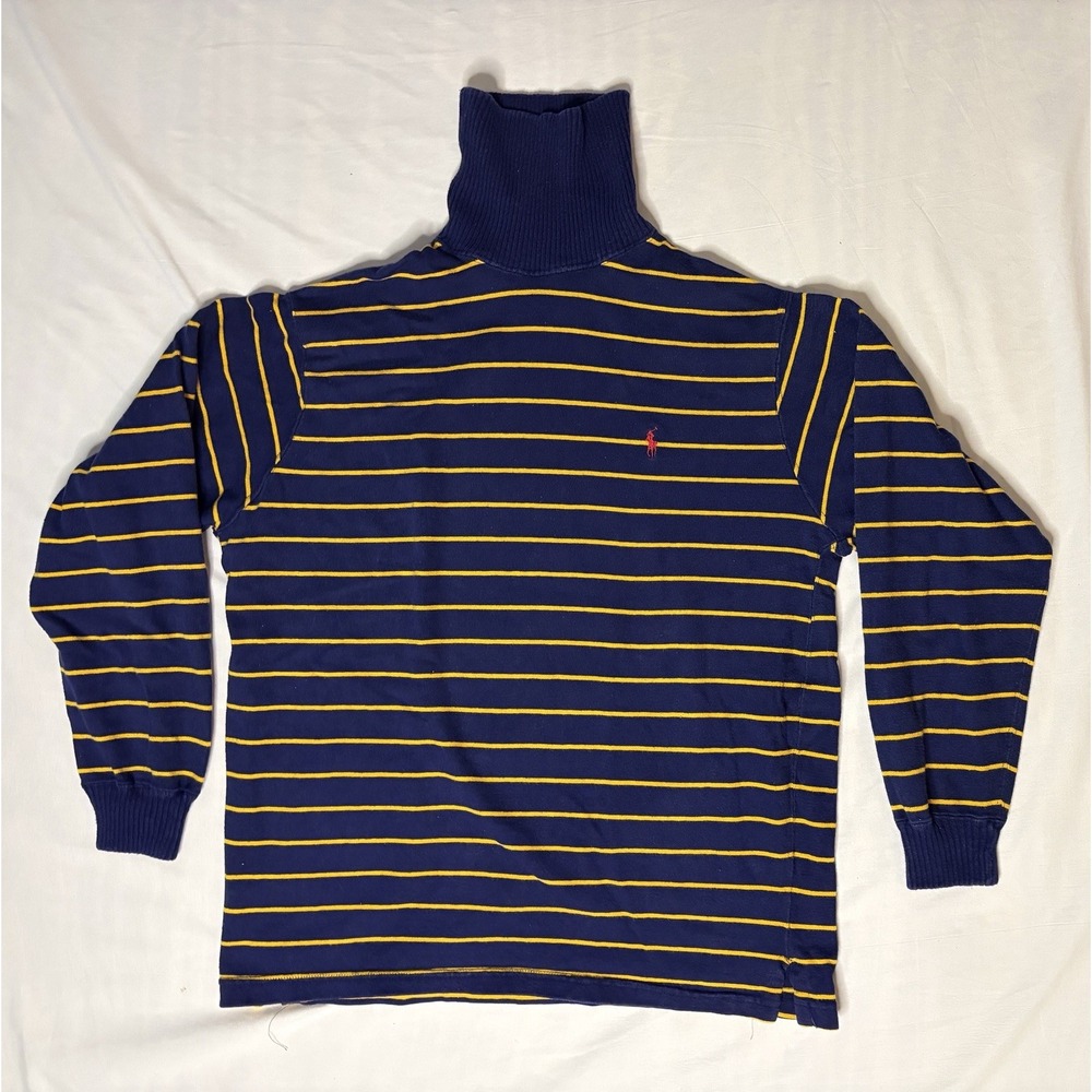 Vintage Polo Ralph Lauren Turtle Neck Pulliver Sweater Men's Size Large Stripes